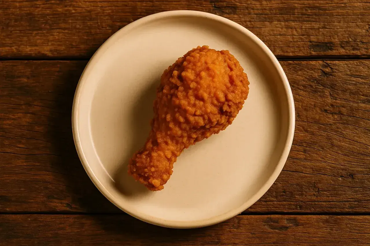 Chrupiący kurczak z KFC na talerzu. Zastanawiasz się nad frytki KFC kcal?